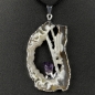 Achatgeode mit Amethystkristall versilbert / #004