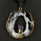 Achatgeode mit Amethystkristall vergoldet / #005