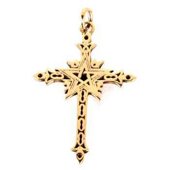 Anhänger keltisches Kreuz Pentagramm Bronze