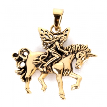 Anhänger Elfe mit Einhorn Bronze