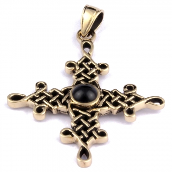 Anhänger Keltisches Kreuz Onyx Bronze