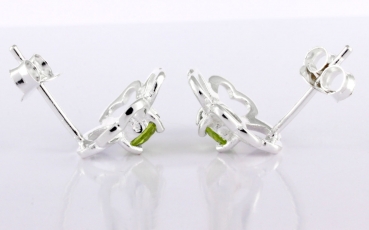 Ohrstecker Kleeblatt Peridot 925er Sterlingsilber