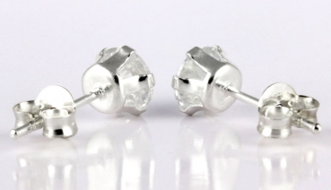 Echt Silber Ohrstecker Zirkonia weiß 6 mm