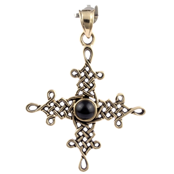 Anhänger Keltisches Kreuz Onyx Bronze