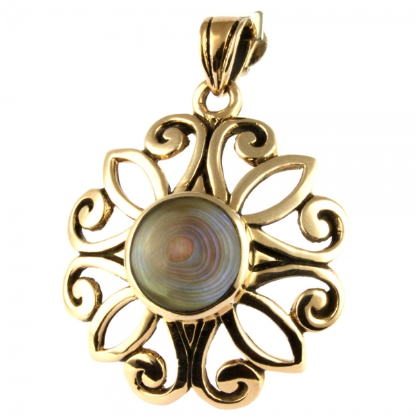 Anhänger Blume Paua Shell Bronze