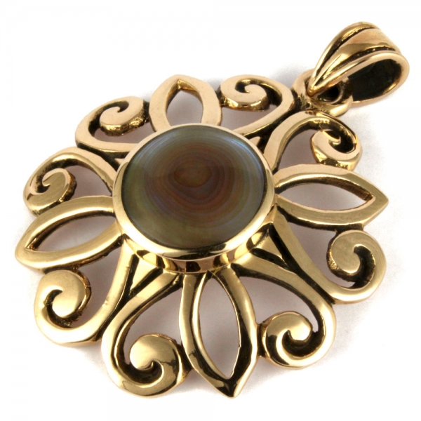 Anhänger Blume Paua Shell Bronze