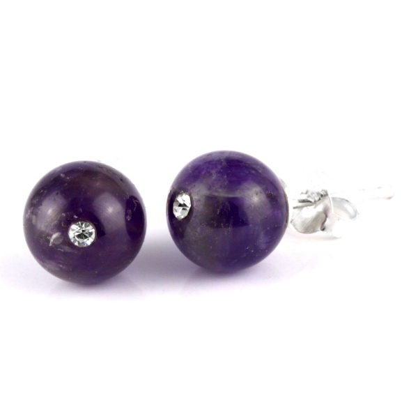 Ohrstecker mit Amethyst und Zirkonia 925er Sterlingsilber