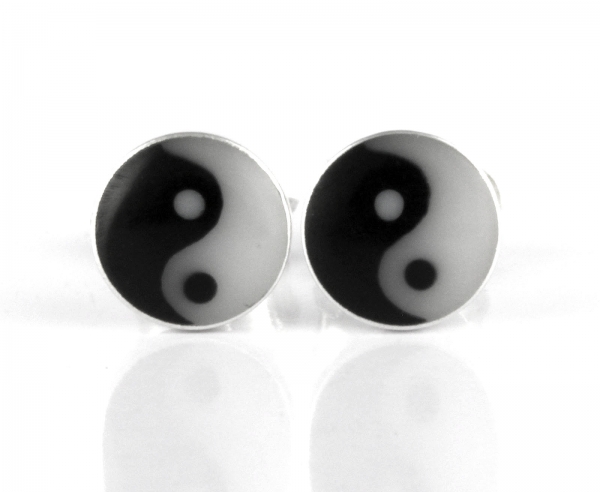 Motivohrstecker Yin Yang 925er Sterlingsilber